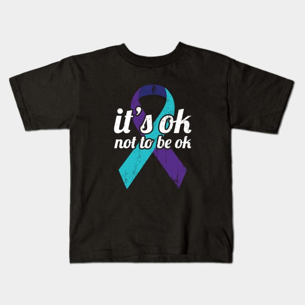 It's OK Not To Be OK - Suicide Prevention & Awareness Ribbon Kids T-Shirt by NeonSunset